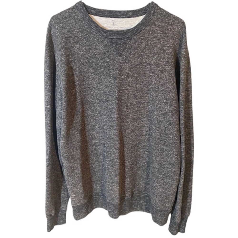 'Brunello Cucinelli' Dark Gray Thick Crewneck Sweatshirt • XL